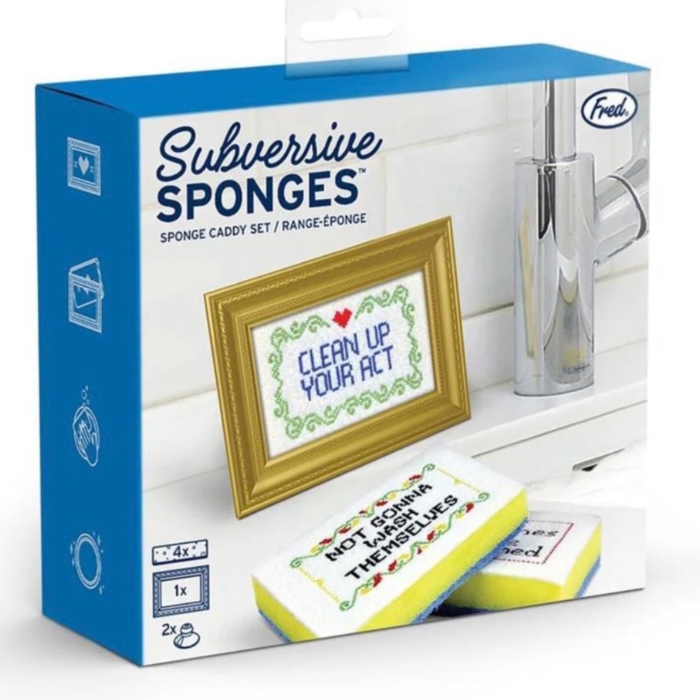 Fred Subversive Sponges Sponge Caddy Set New Unopened